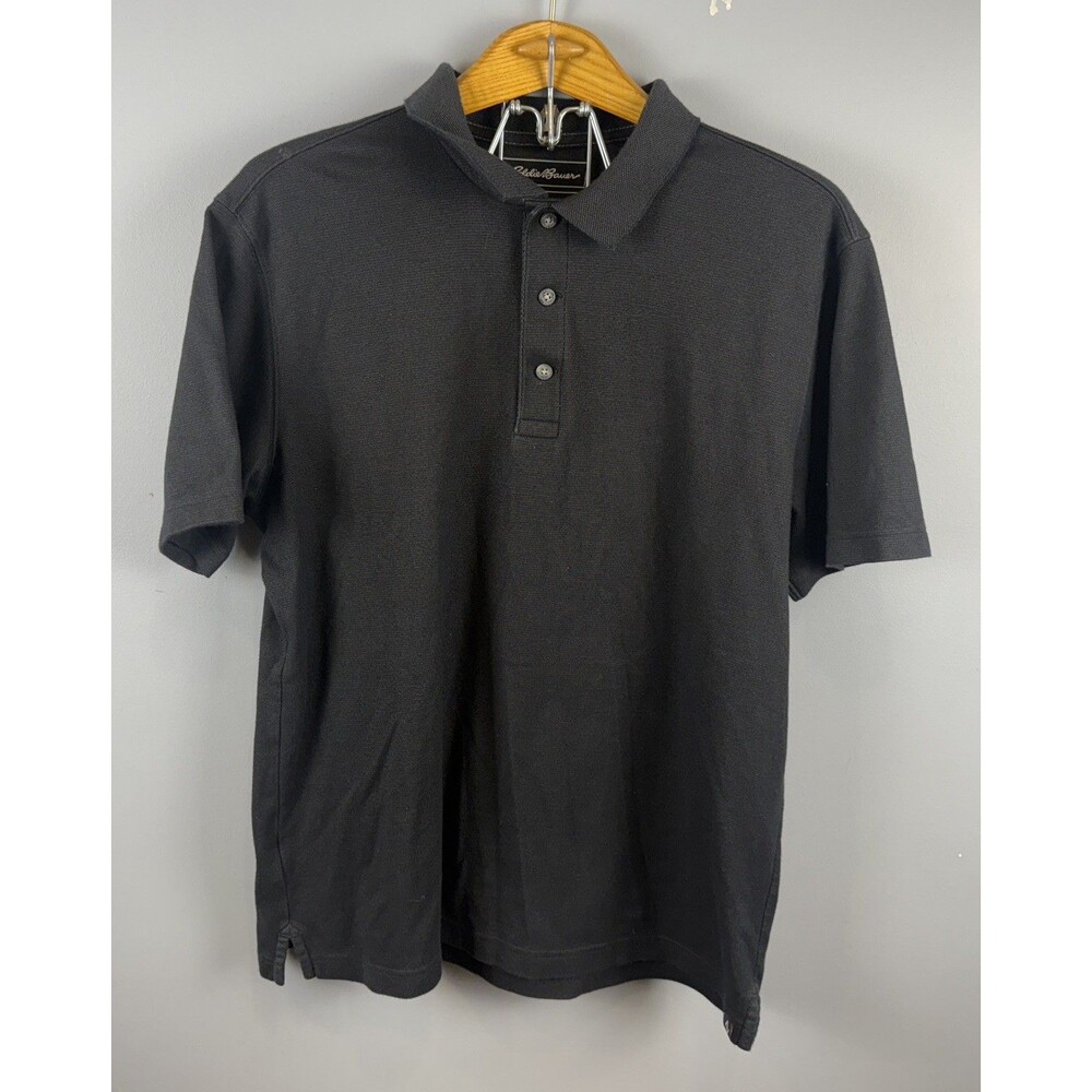 Black three button Eddie Bauer Travex Mens Polo short sleeve Size Large